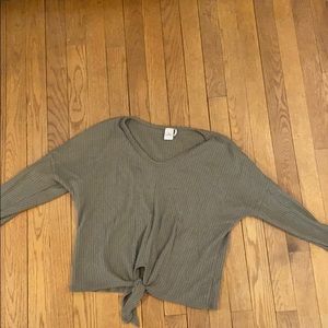 Green tie front shirt